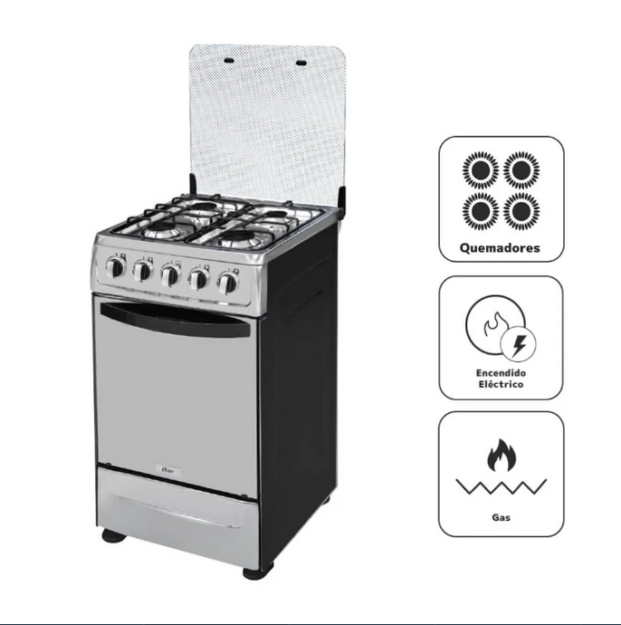 Cocina a Gas OSTER 4 Quemadores OS-PGSC20G4HTBS Gris